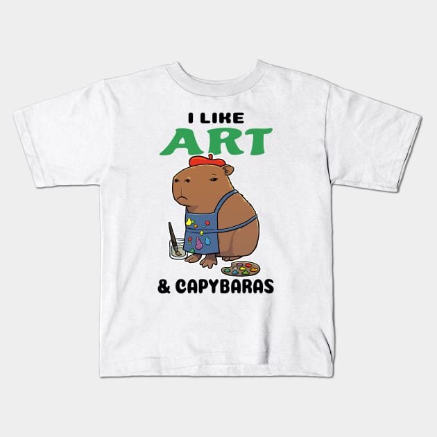 I Like Art and Capybaras Kids T-Shirt by capydays
